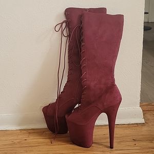 Pleasers flamingo 7.5 faux suede knee high boots